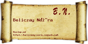Beliczay Nóra névjegykártya